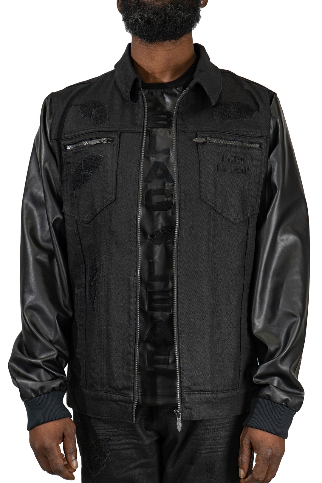 Back To Black Denim Faux Leather Jacket