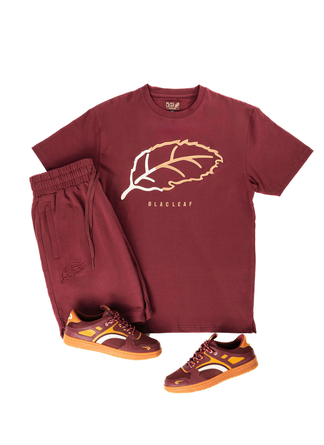 Burgundy Essential Shirt, Shorts and Sneaker Combo