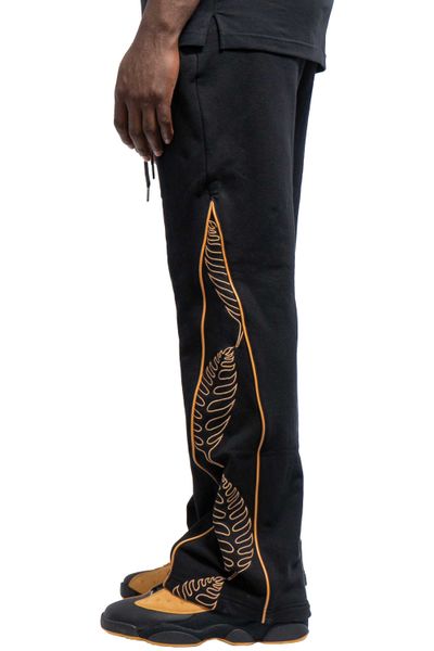 Premium Embroidered Leaf Pattern Jogger