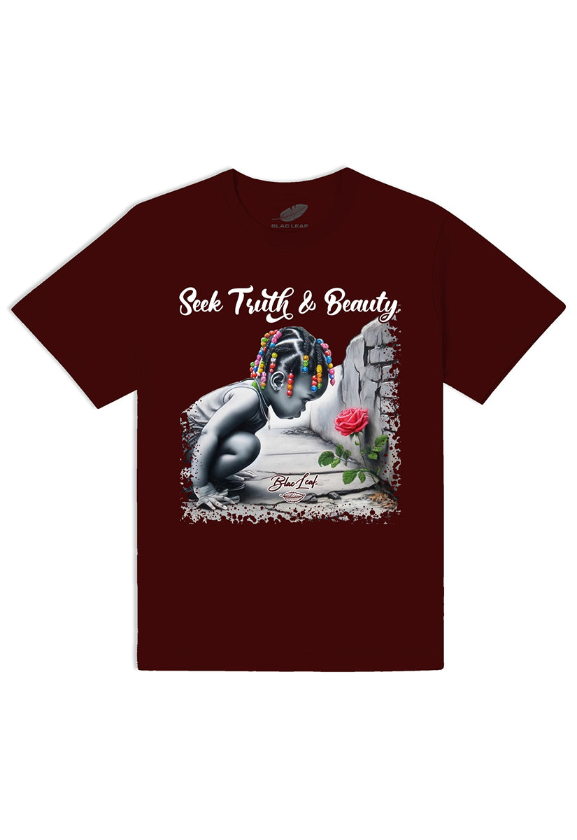 SEEK TRUTH & BEAUTY BURGUNDY SHIRT