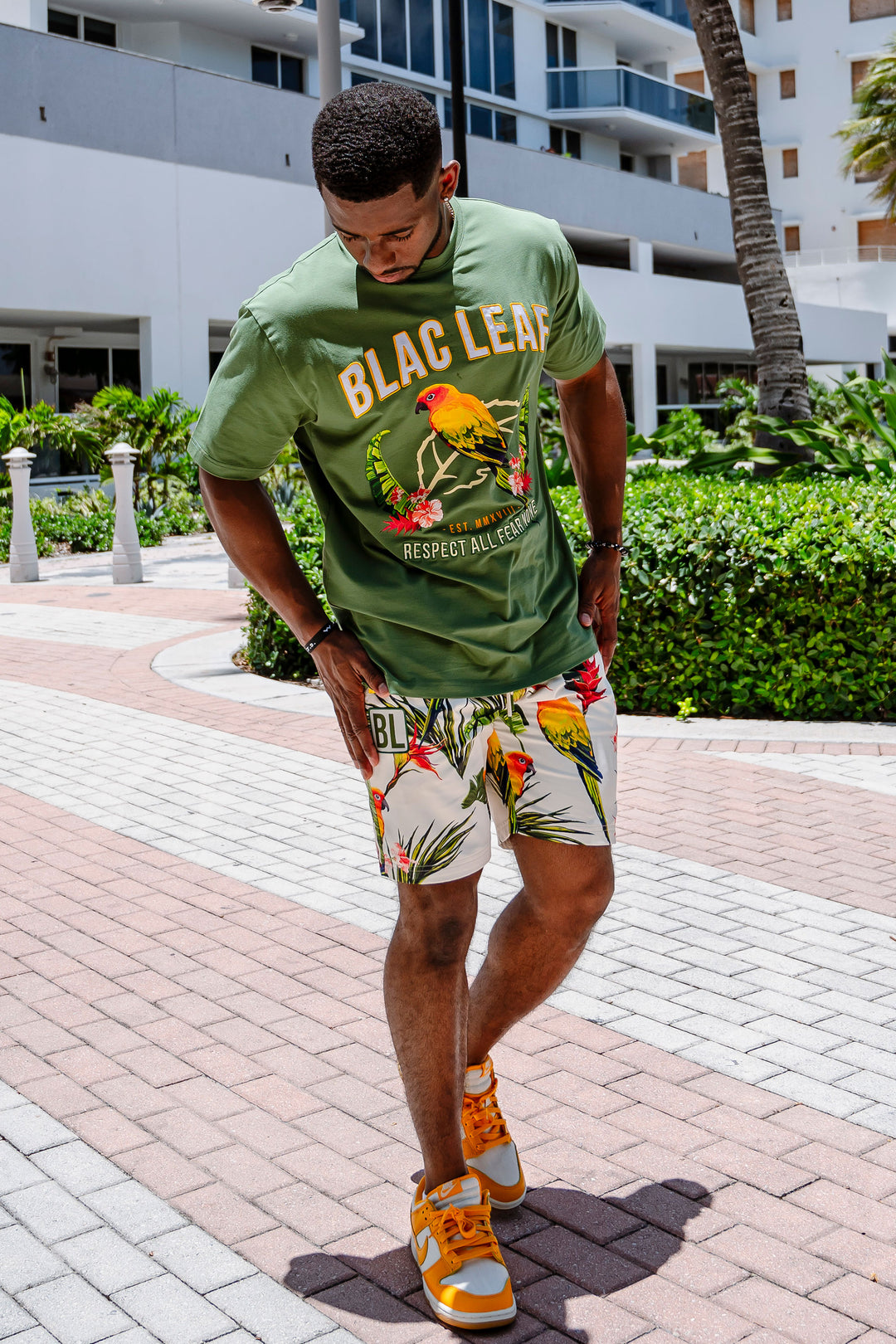 Gentleman Style Green Shirt, Shorts and Hat Combo