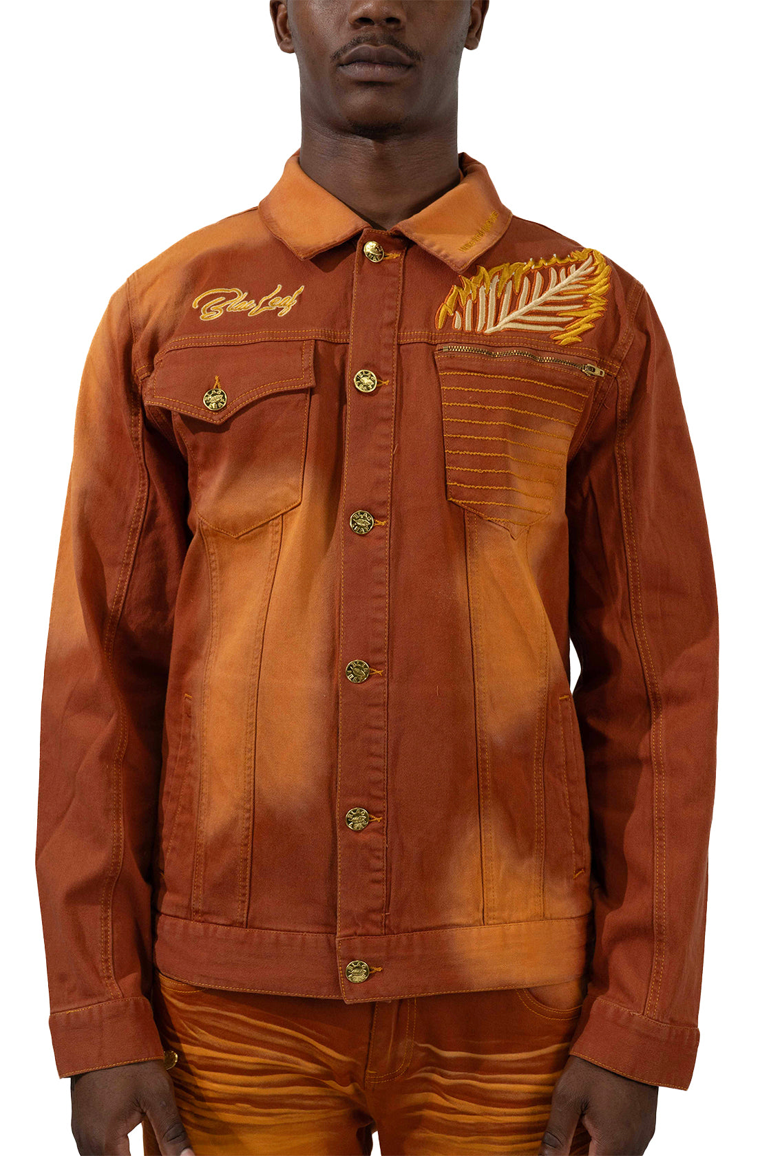 Harvest Rust Large Denim Jacket Blac Leaf