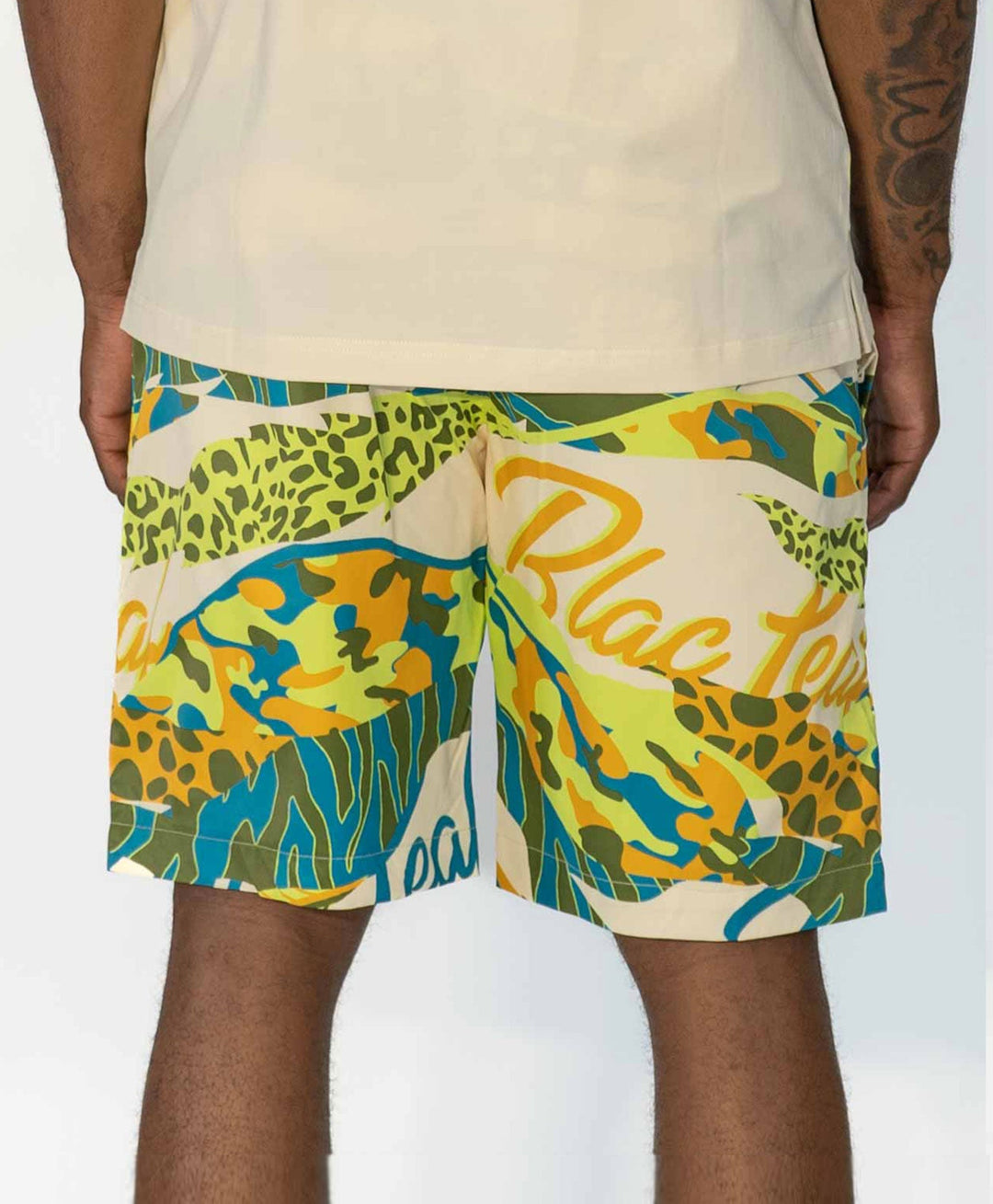 Wild Leaf Jungle Print Vacation Nylon Shorts