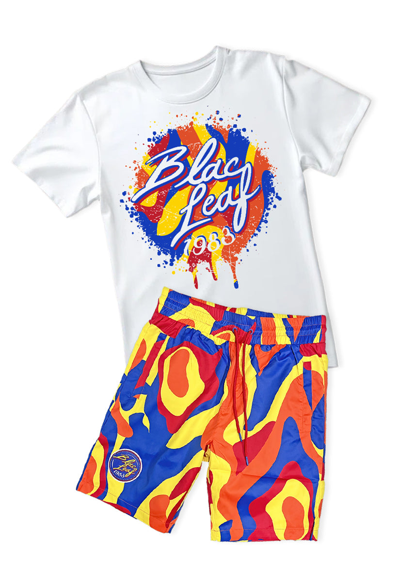 Blac Leaf Color Mix Camo T-Shirt and Shorts Bundle