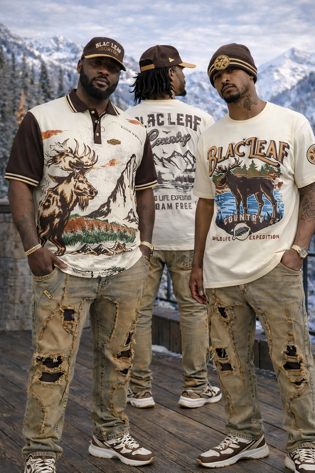 Wild Life Expedition T-Shirt, Denim Jeans, Beanie  and  Sneaker Bundle