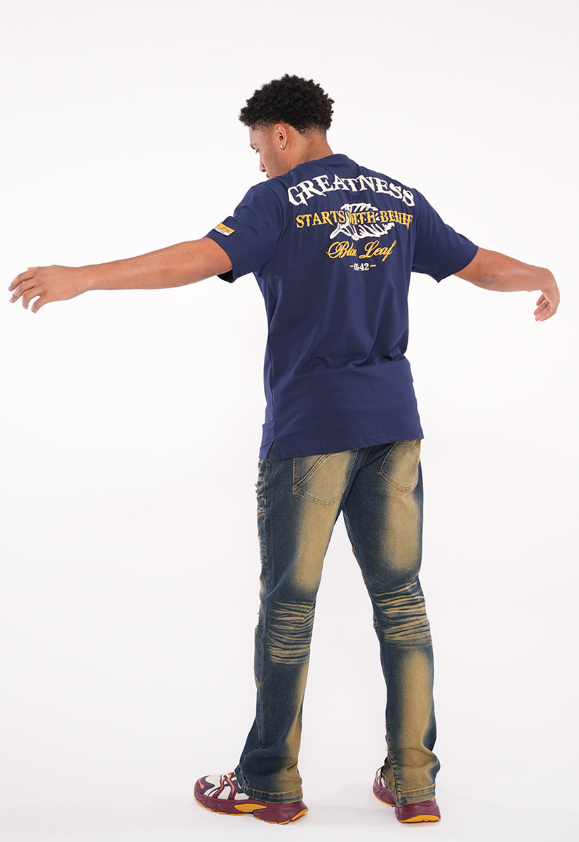 Greatness Starts With Belief T-Shirt, Denim Jeans, Trucker Hat and G7 Flex Sneakers Bundle