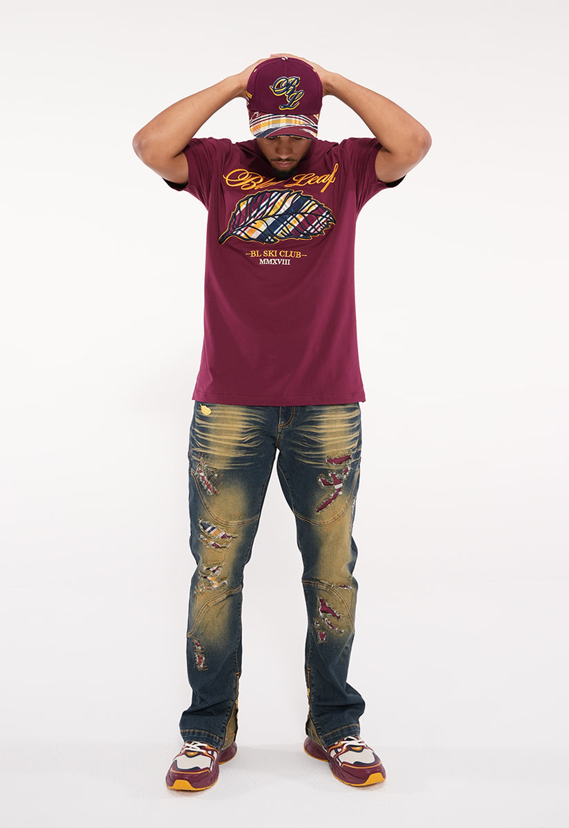 BL Plaid Leaf T-Shirt, Denim Jeans, Trucker Hat and G7 Flex Sneakers Bundle