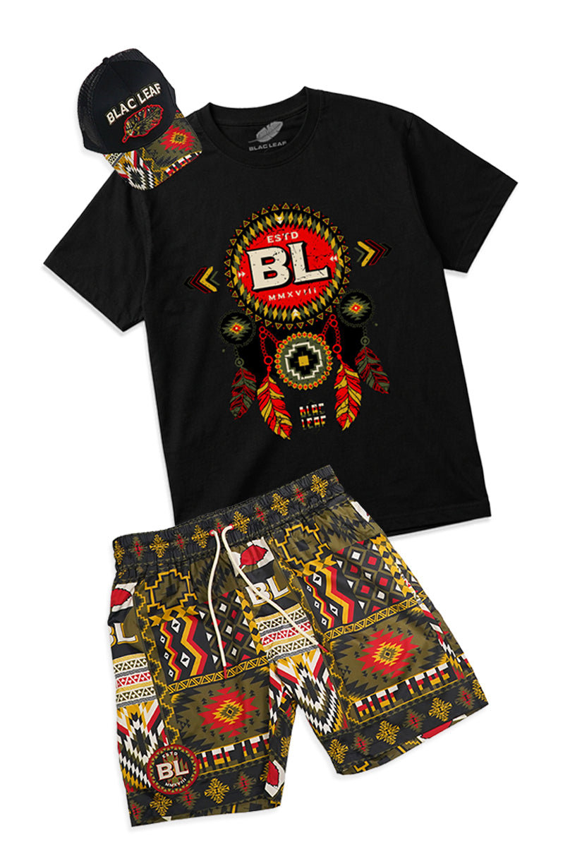 Dream Catcher Black Domestic T-Shirt, Sunrise Shorts and Trucker Hat Bundle