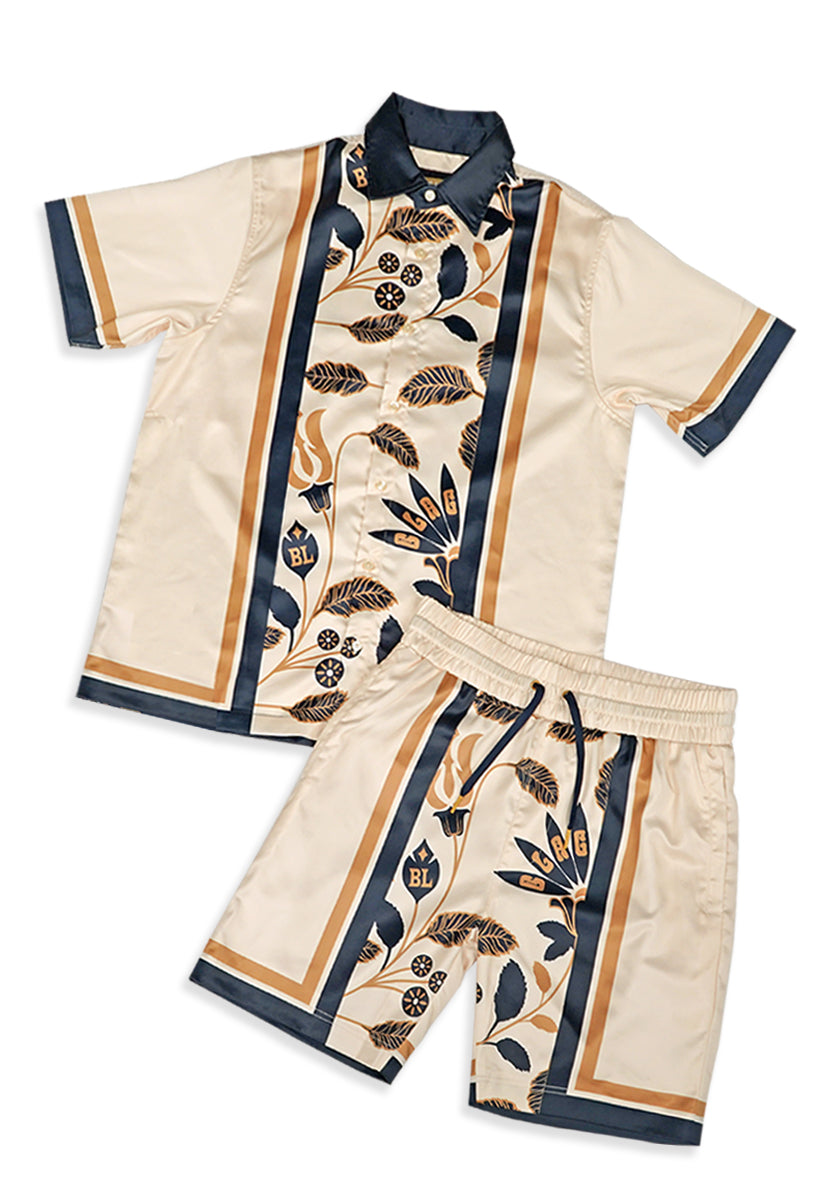 Ricko Silk Button Up Shirt and Silk Short Bundle