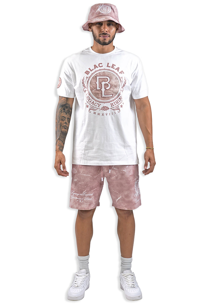 Legacy Rising White Shirt, Knit Shorts and Trucker Hat Bundle