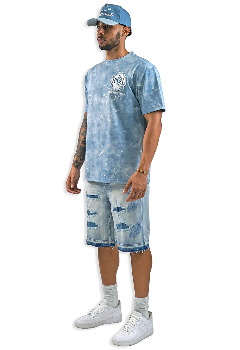 Honor Thyself Blue Shirt, Denim Shorts and Trucker Hat Bundle