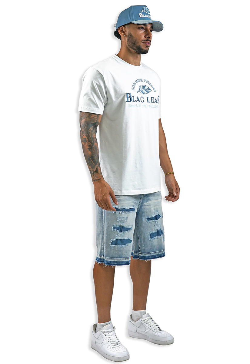 Purpose First White Shirt, Denim Shorts and Trucker Hat Bundle