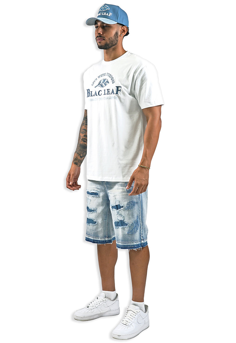 Purpose First White Shirt, Denim Shorts and Trucker Hat Bundle