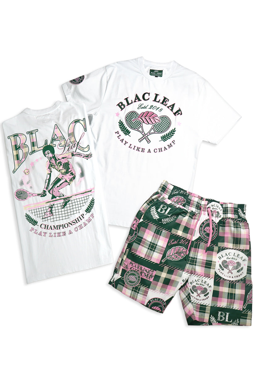 Play Like A Champ White Shirt and AOP Shorts Bundle