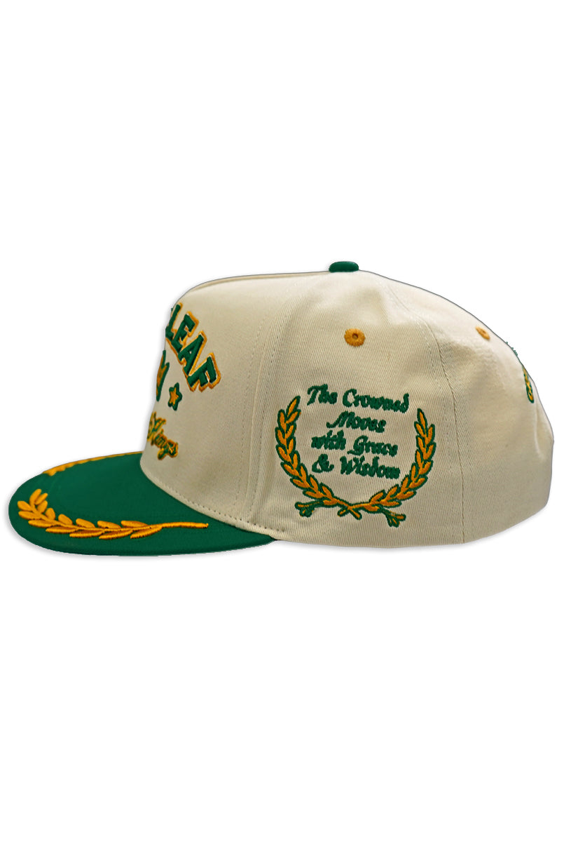 CROWNED KINGS STRAP BACK DAD HAT (CREAM/GREEN)