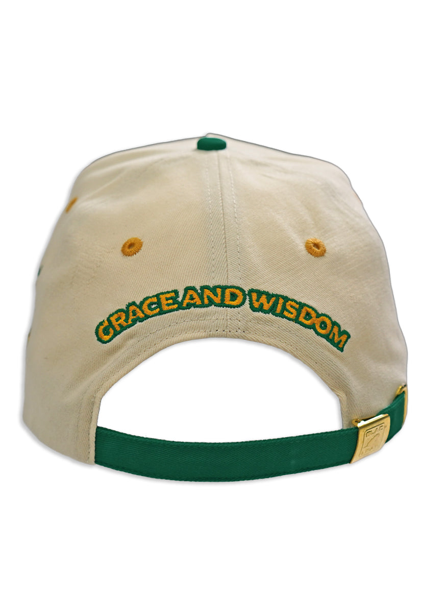 CROWNED KINGS STRAP BACK DAD HAT (CREAM/GREEN)