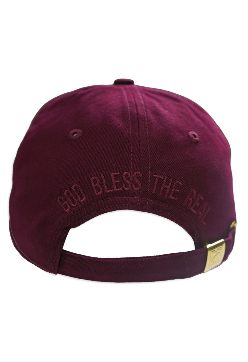 God Bless The Real Strapback Hat Burgundy