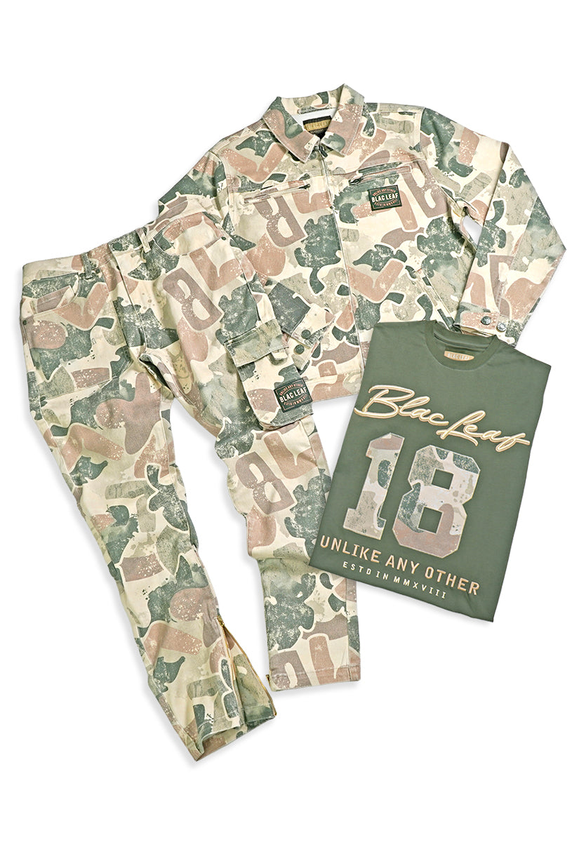 Rooted In Purpose Camo Jacket, Twill Pants and T-Shirt Bundle (Small Special)