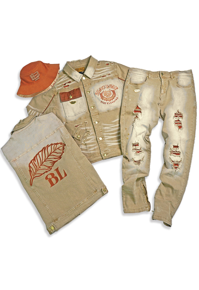 Stay Elevated Denim Jacket, Denim Jeans and Bucket Hat Bundle