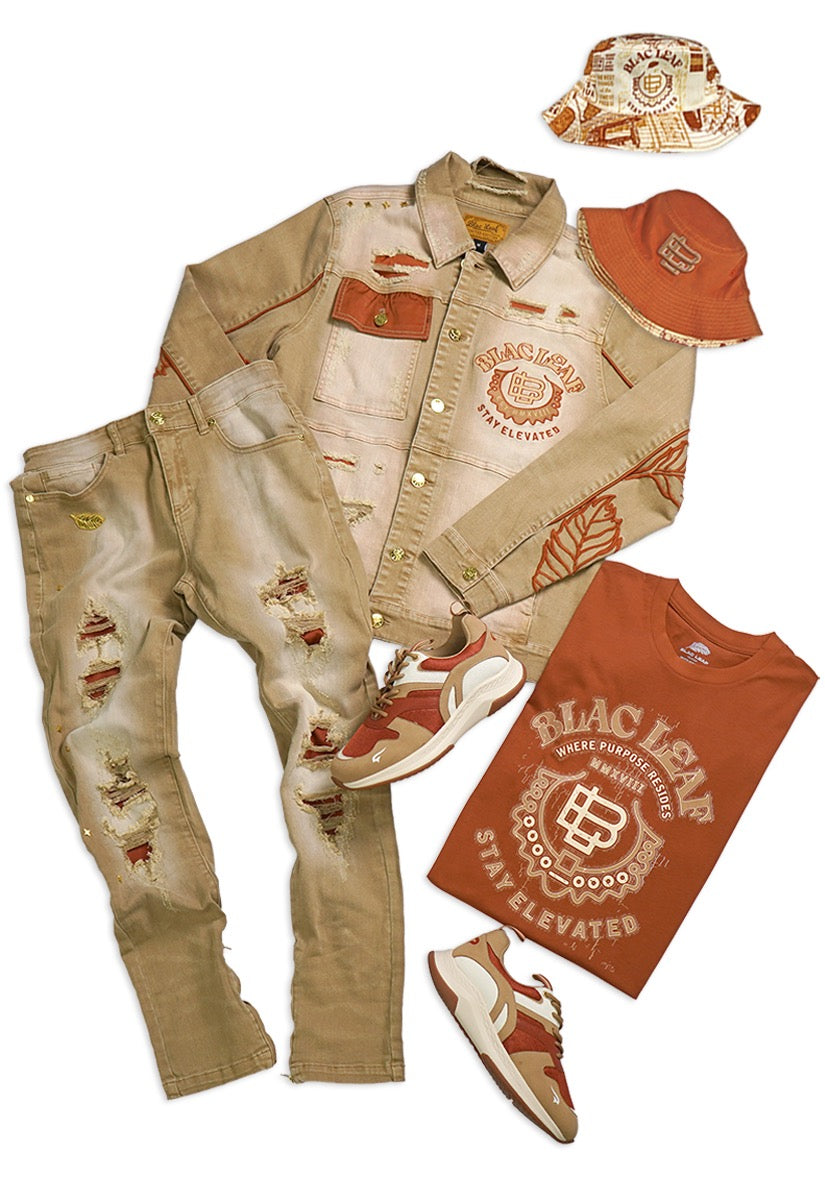 Copy of  Stay Elevated Denim Jacket, Denim Jeans, Domestic Tee and Bucket Hat Bundle