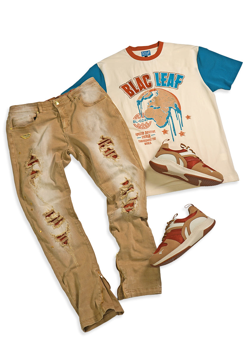 Spread Positive Energy Shirt, Denim Jeans and Sneakers Bundle