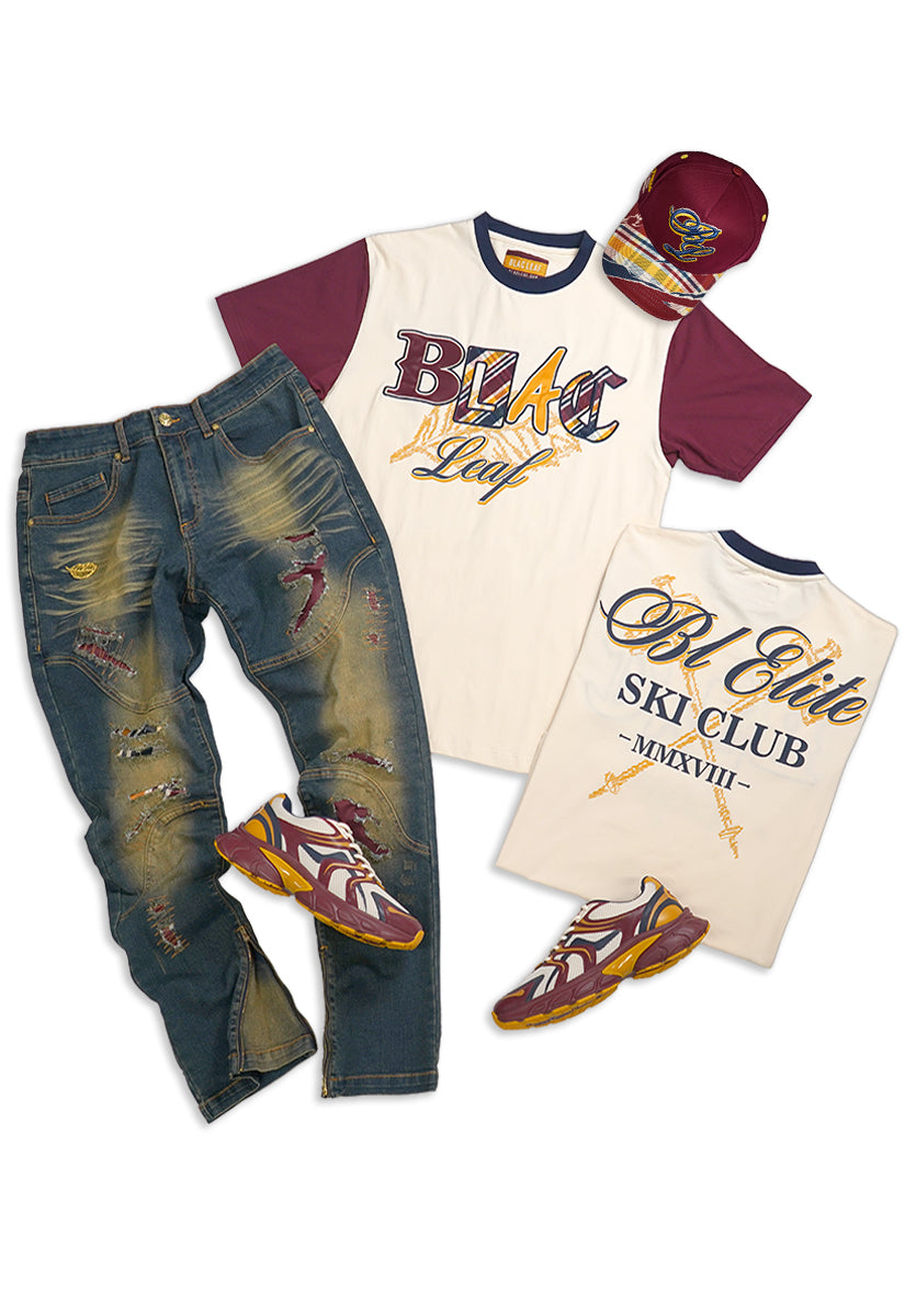 Plaid Patch Work Shirt, Denim Jeans, Trucker Hat and G7 Flex Sneakers Bundle