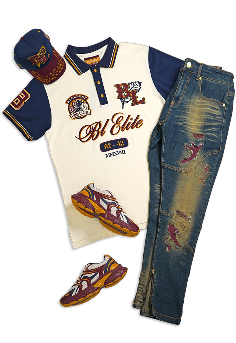 BL Elite Polo Shirt, Denim Jeans, Trucker Hat and G7 Flex Sneakers Bundle