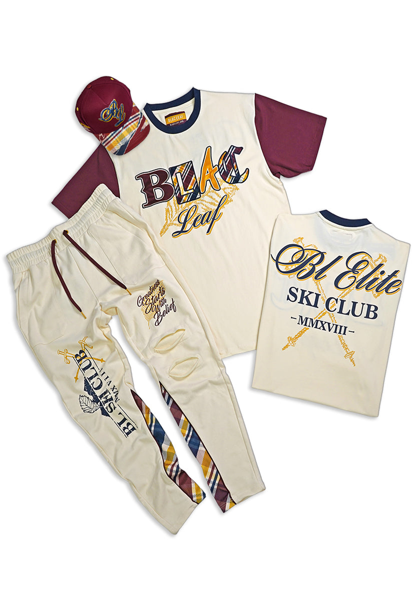 Plaid Patch Work Shirt, Sweat Pants and Trucker Hat Bundle