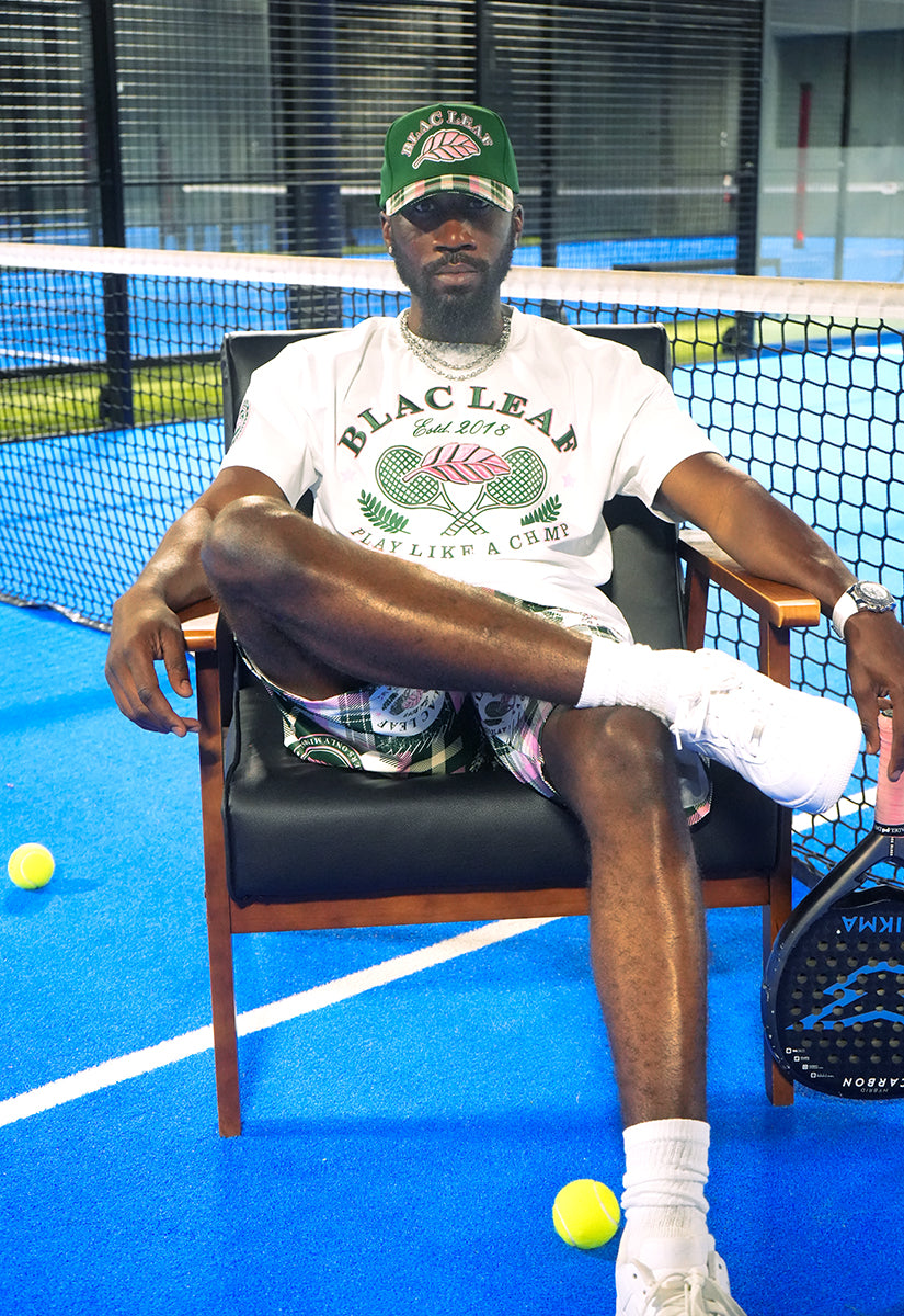 Play Like A Champ White Shirt, AOP Shorts and Trucker Hat Bundle
