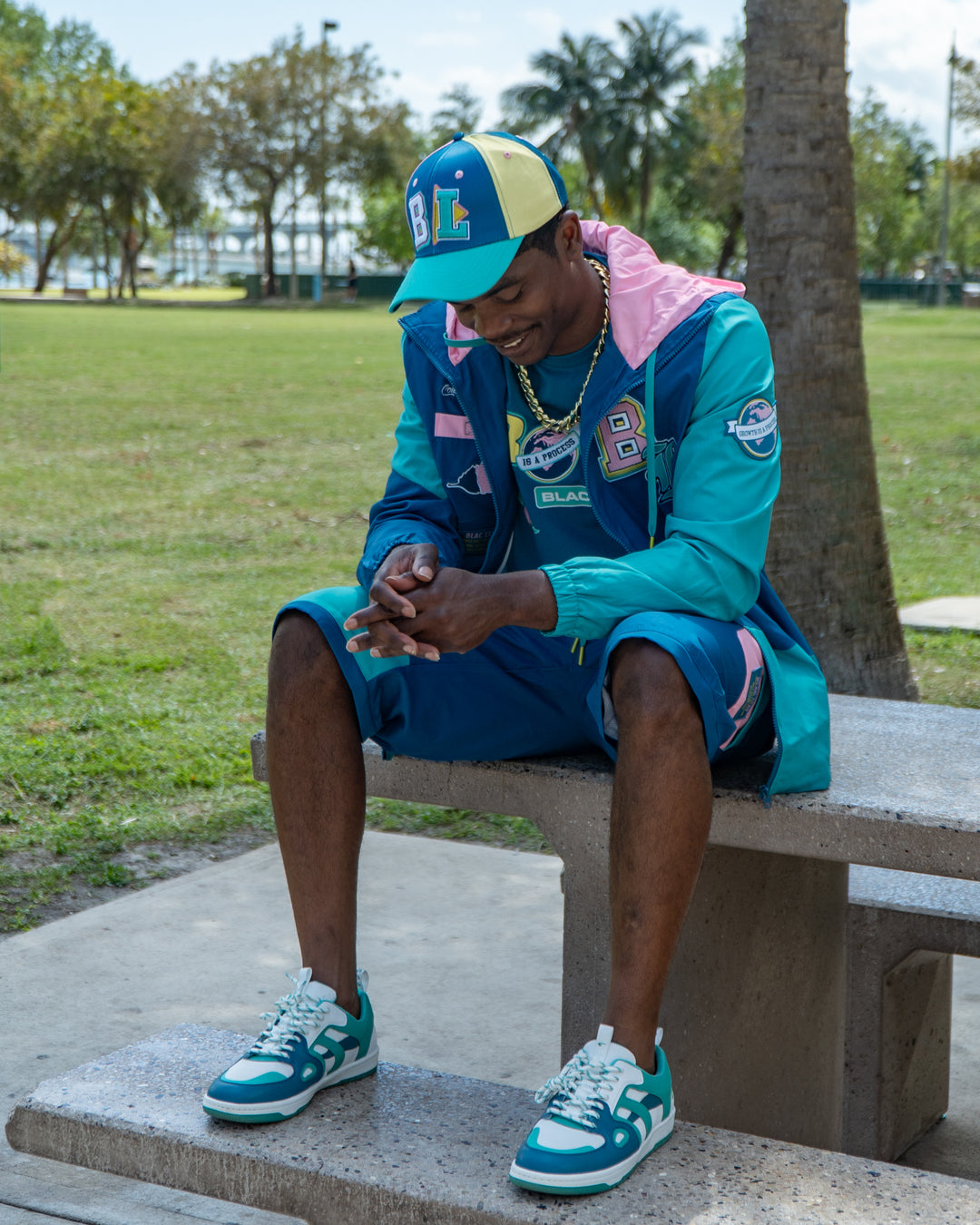 We Outside Shirt, Joggers, Bucket Hat and Sneaker Combo