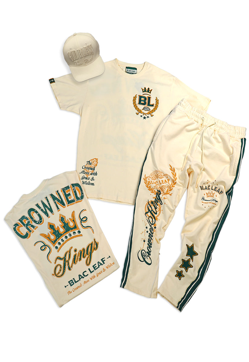 Crowned Kings T-Shirt, Crowned Jogger and Strapback Hat Bundle (Natural)