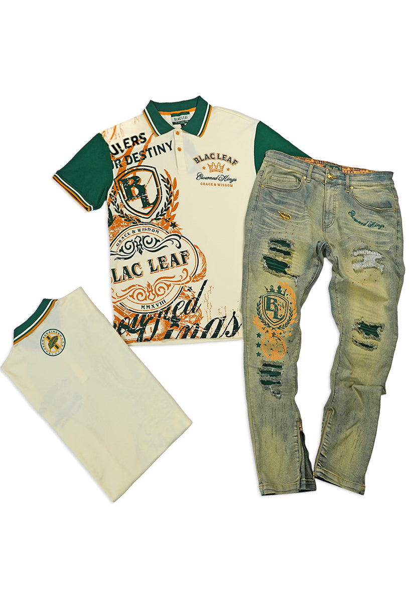 Grace & Wisdom Polo Shirt, Crowned Jeans and Strapback Hat Bundle