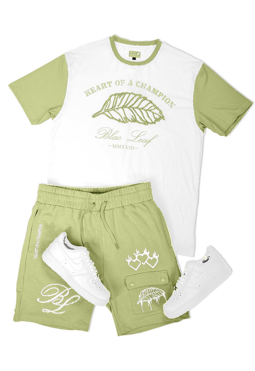 Triple Heart Sage Shirt, Champion Shirt and Champion Shorts Bundle