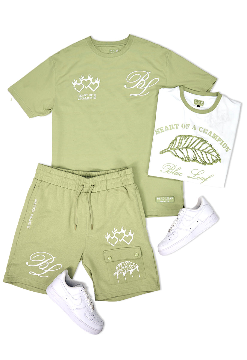 Triple Heart Sage Shirt, Champion Shirt and Champion Shorts Bundle