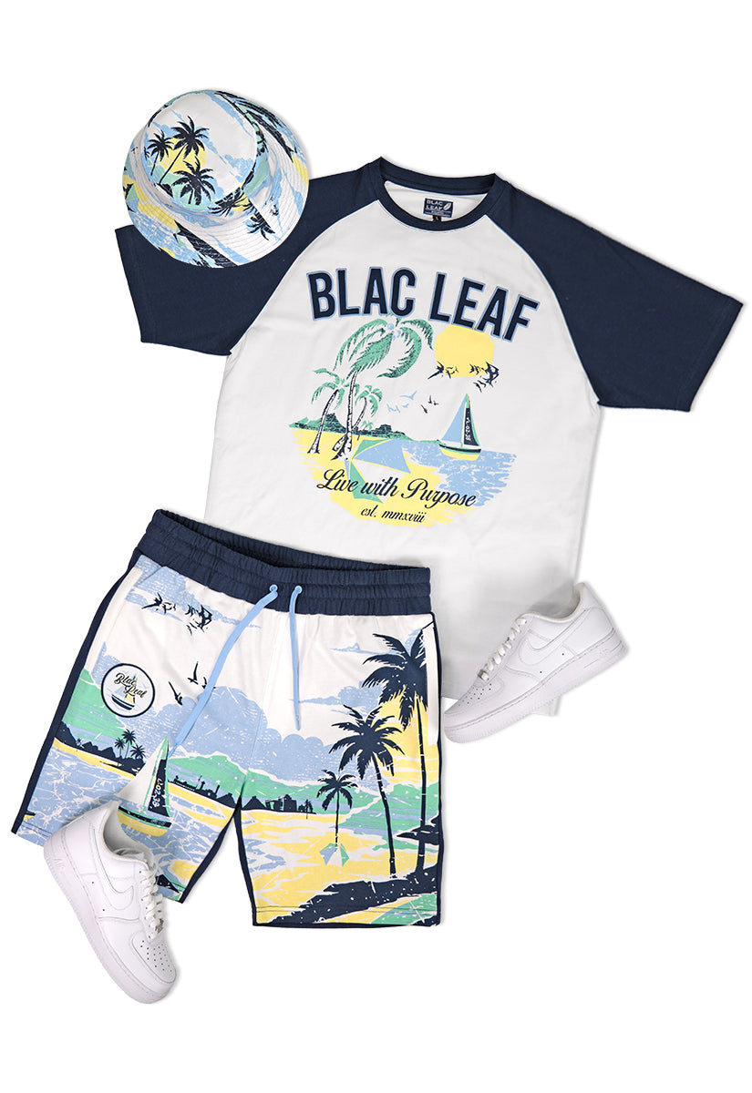Escape To Paradise Raglan Shirt, AOP Shorts and Bucket Hat Bundle