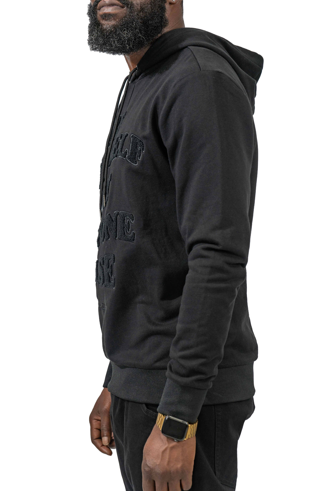 Be Yourself Black Chenille Embroidery Hoodie