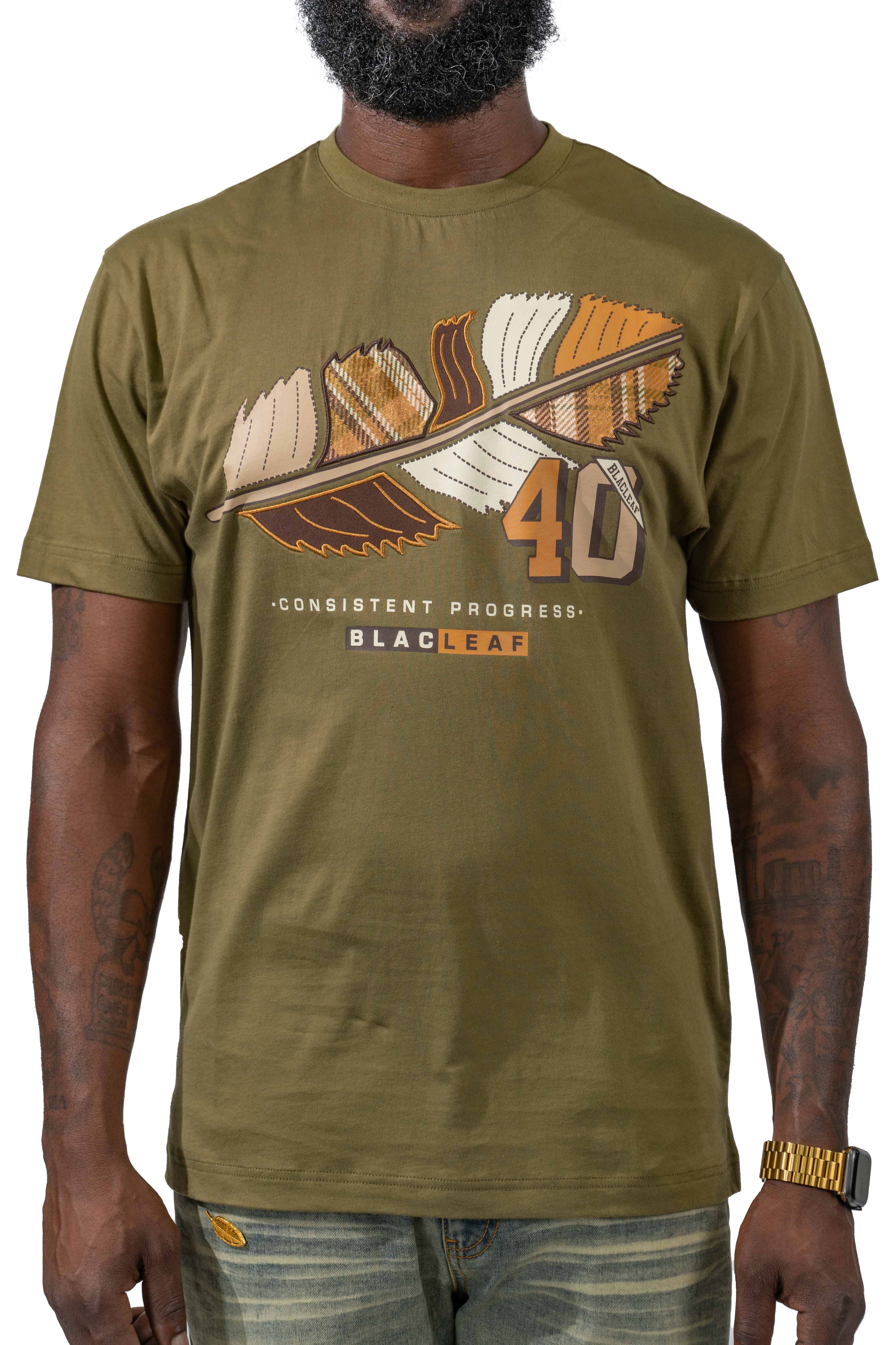 Consistent Progress Patchwork Leaf Shirt