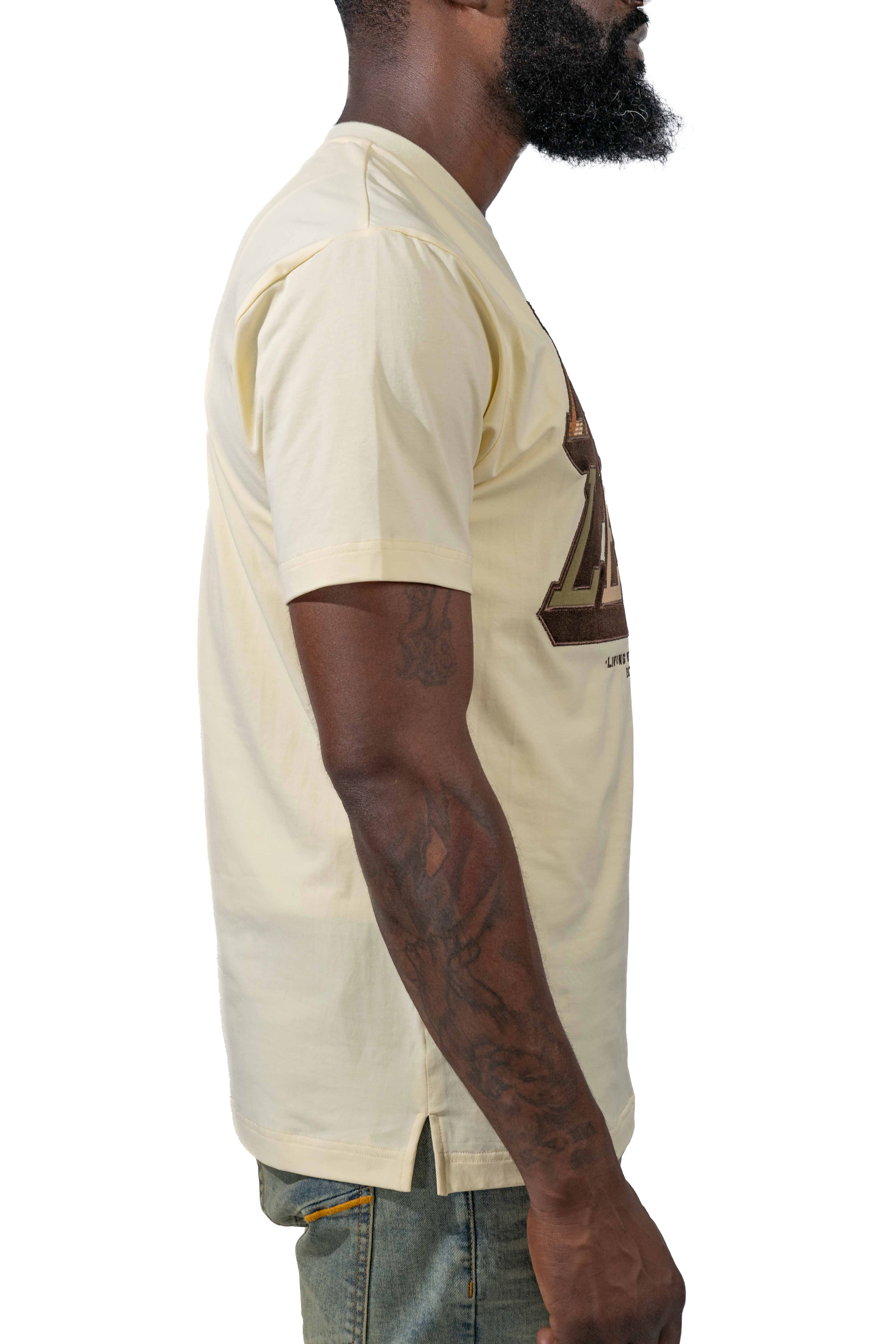 Patchwork Cream Embroidery Shirt | Blac Leaf