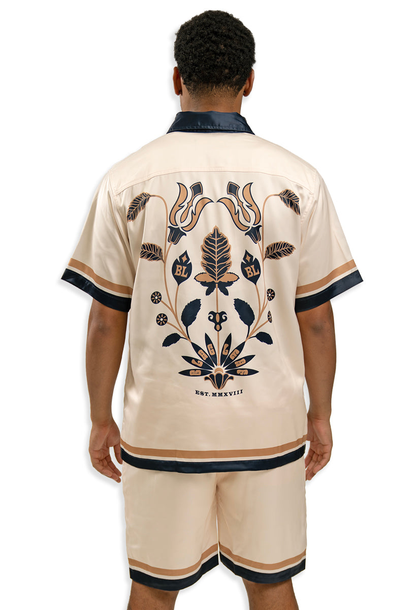 Ricko Silk Button Up Shirt, Embroidered Shirt, Silk Short and Bucket Hat Bundle