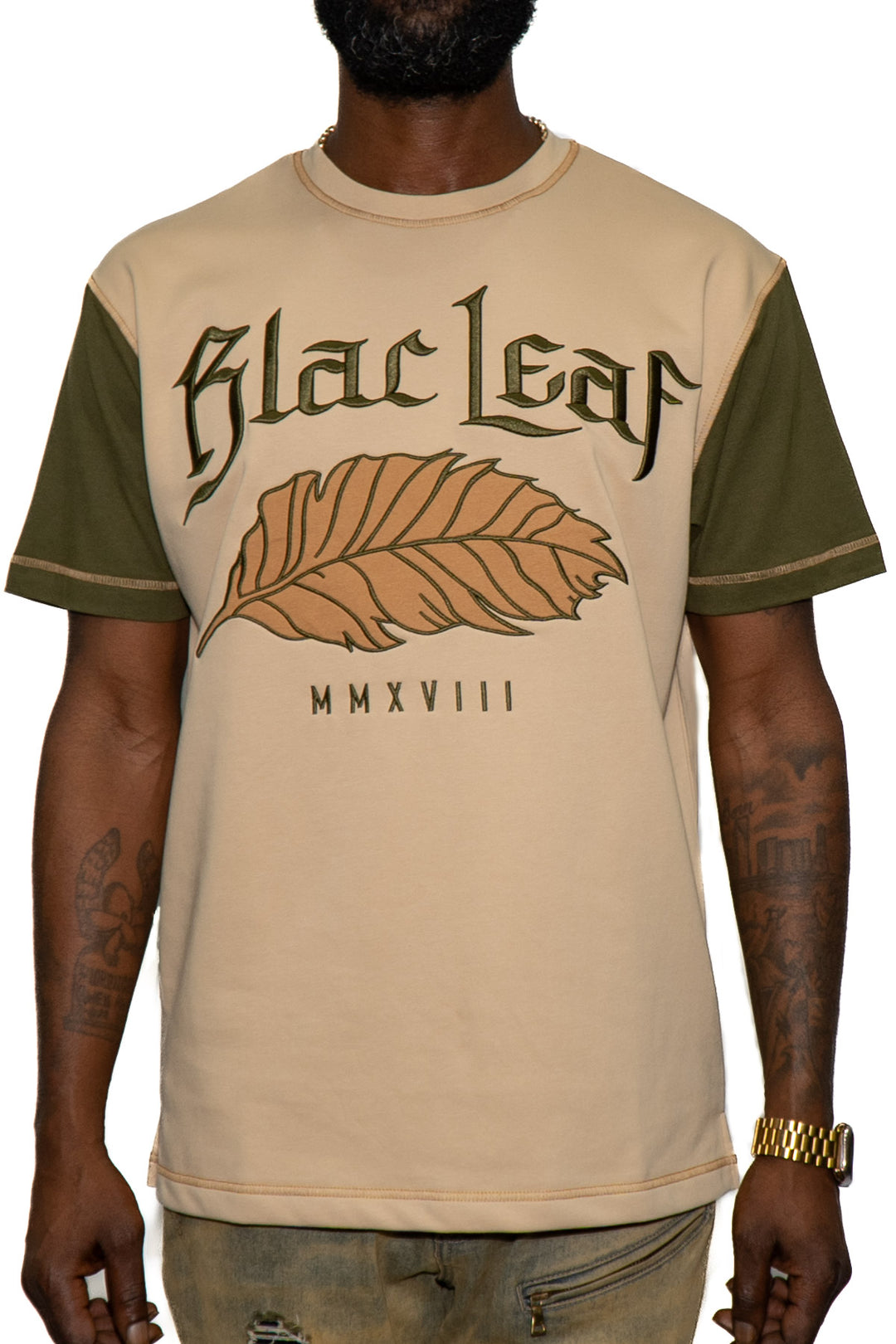 Rustic Leaf Tee Putty Khaki