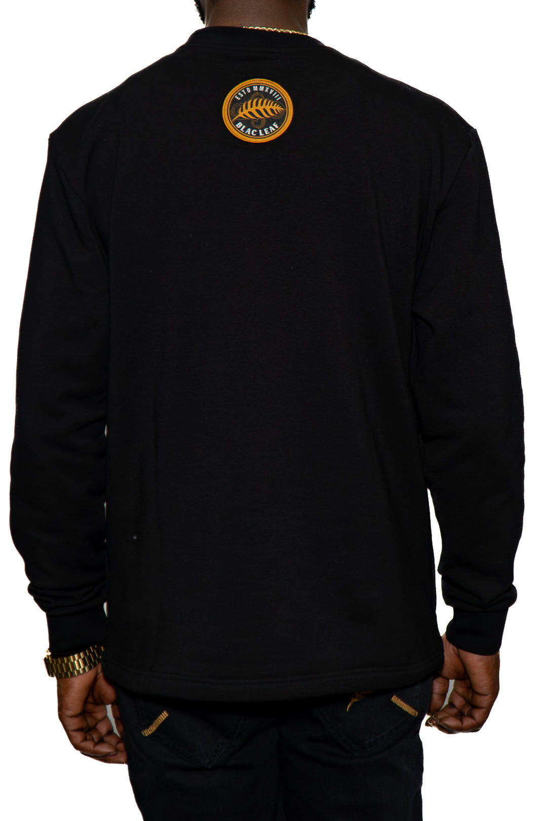 Premium Embroidered Leaf Pattern Crewneck