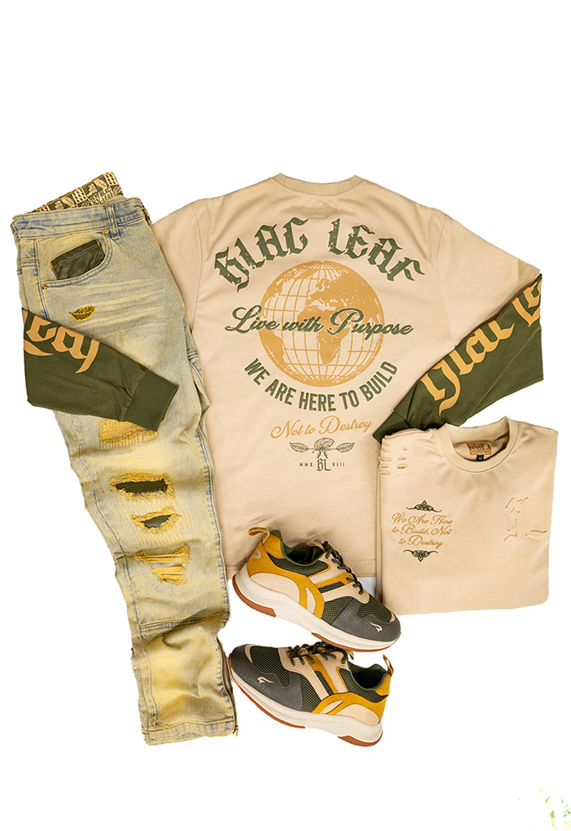 World To Build Heavy Weight Long Sleeve and Denim Jean Bundle (Sneakers Not Included)