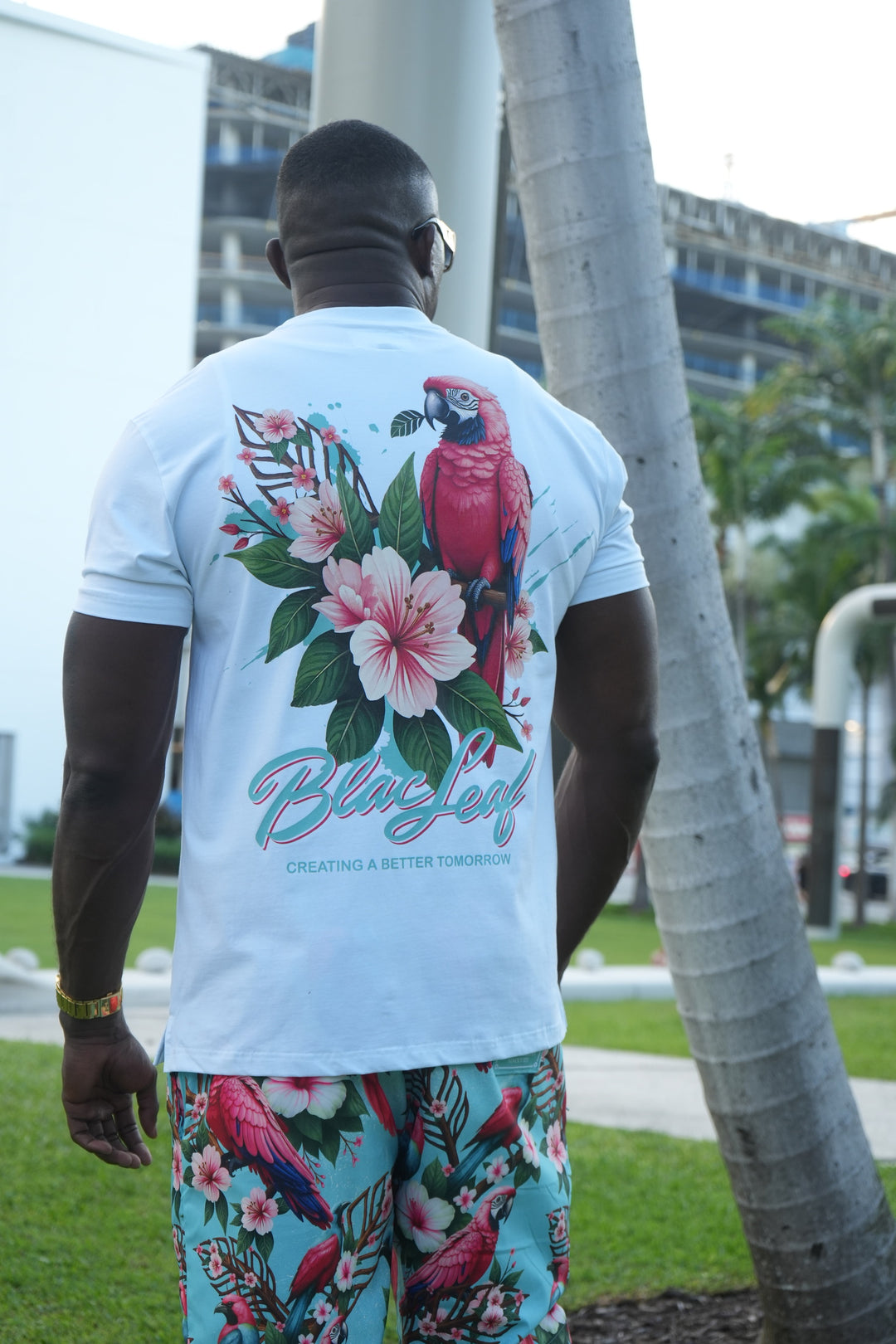Better Tomorrow Shirt, AOP Shorts, Bucket Hat and Saucony Sneakers Bundle