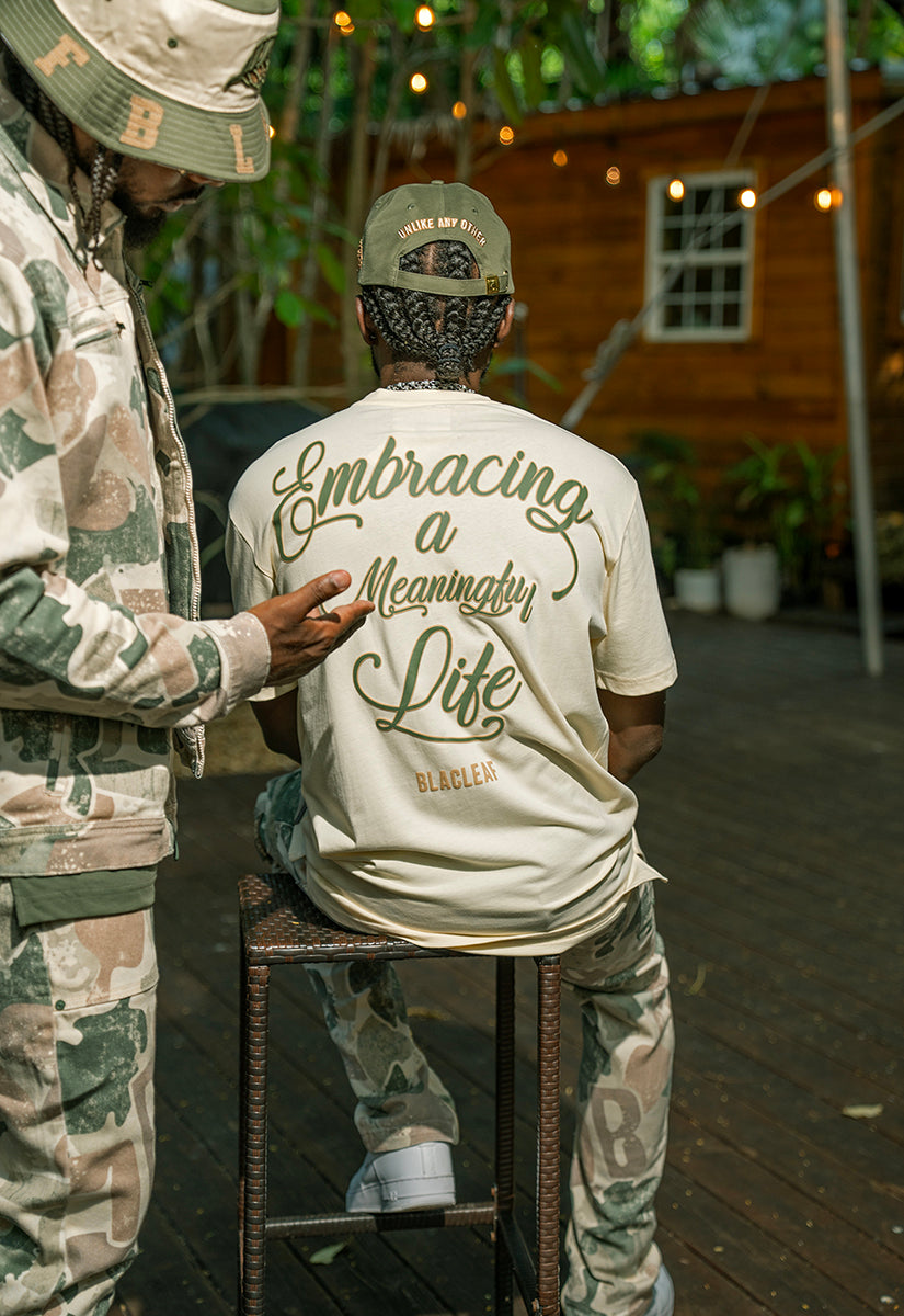 Rooted In Purpose Camo Jacket, Twill Pants, Embracing Life T-Shirt and Bucket Hat Bundle