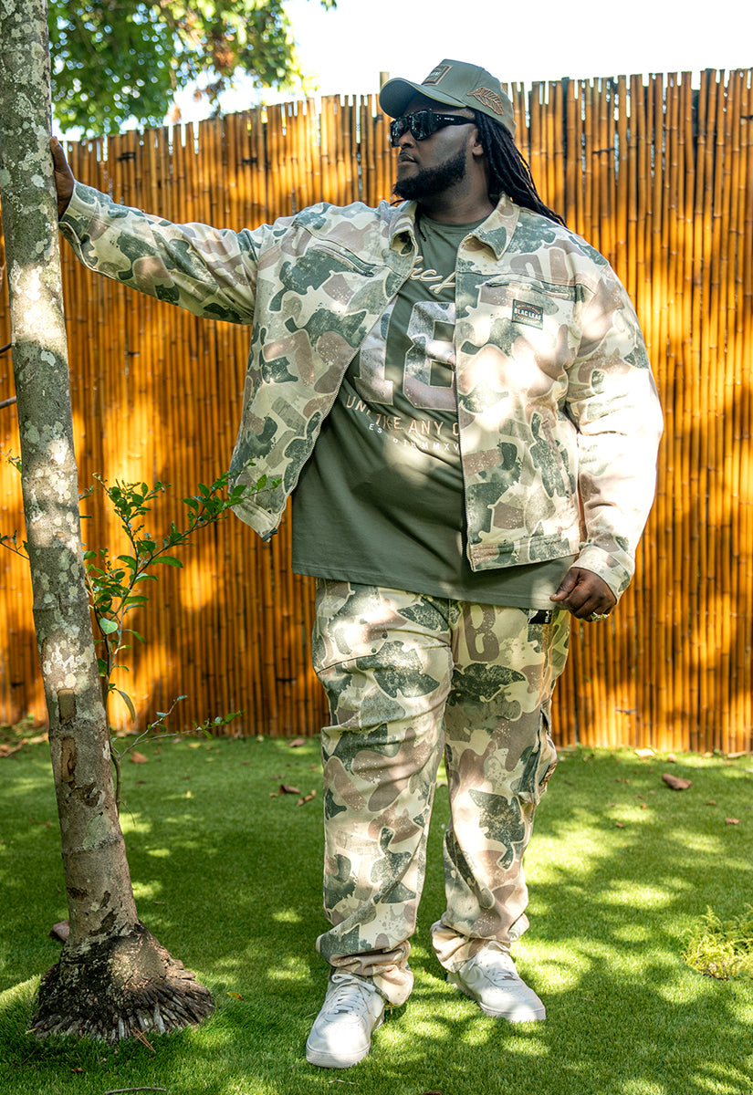 Rooted In Purpose Camo Jacket, Twill Pants, T-Shirt and Bucket Hat Bundle