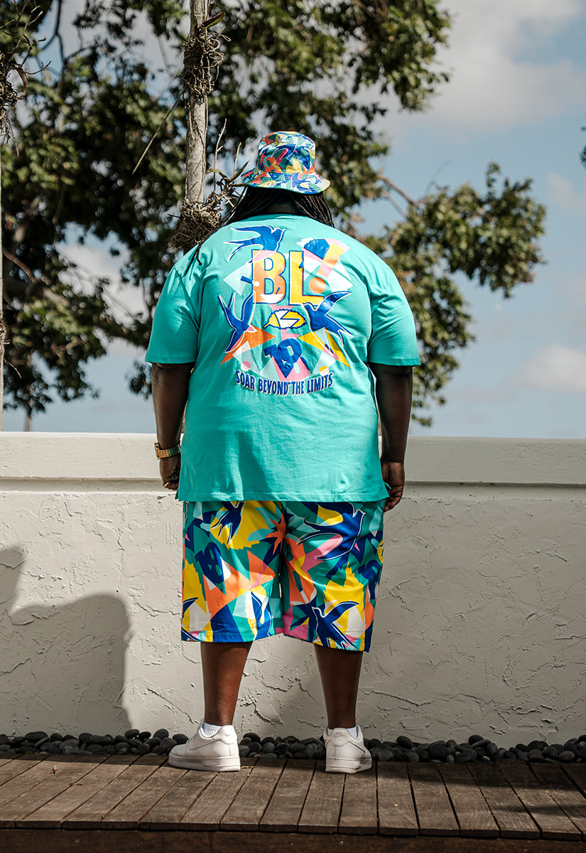 Soar Beyond Limits T-Shirt, AOP Shorts, Bucket Hat and Sneakers Bundle