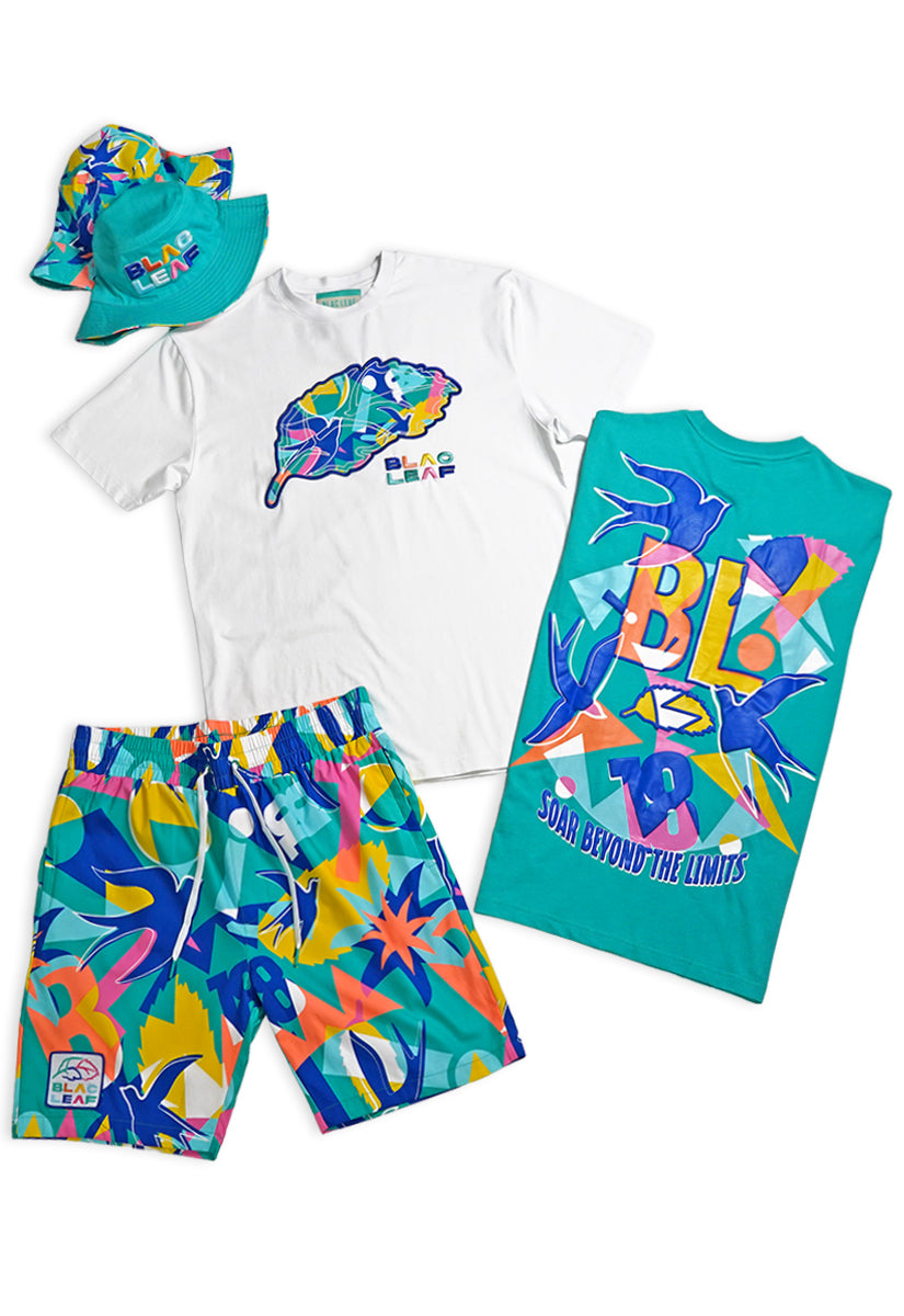 Soar Beyond Limits T-Shirt, Leaf Magnificent T-Shirt, AOP Shorts and Bucket Hat Bundle