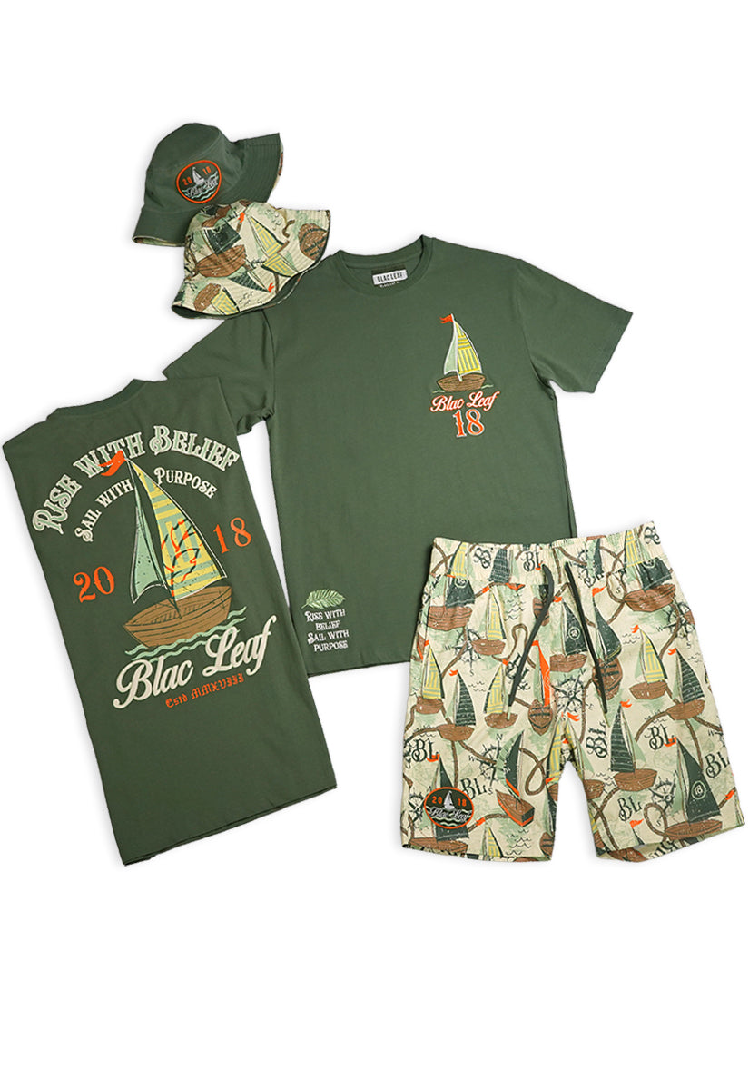Rise With Belief T-Shirt, AOP Shorts and Bucket Hat Bundle