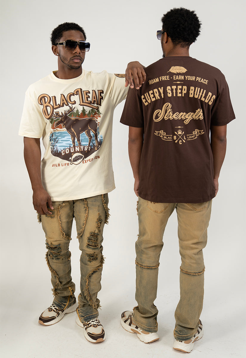 Wild Life Expedition T-Shirt, Denim Jeans, Trucker Hat and Sneaker Bundle