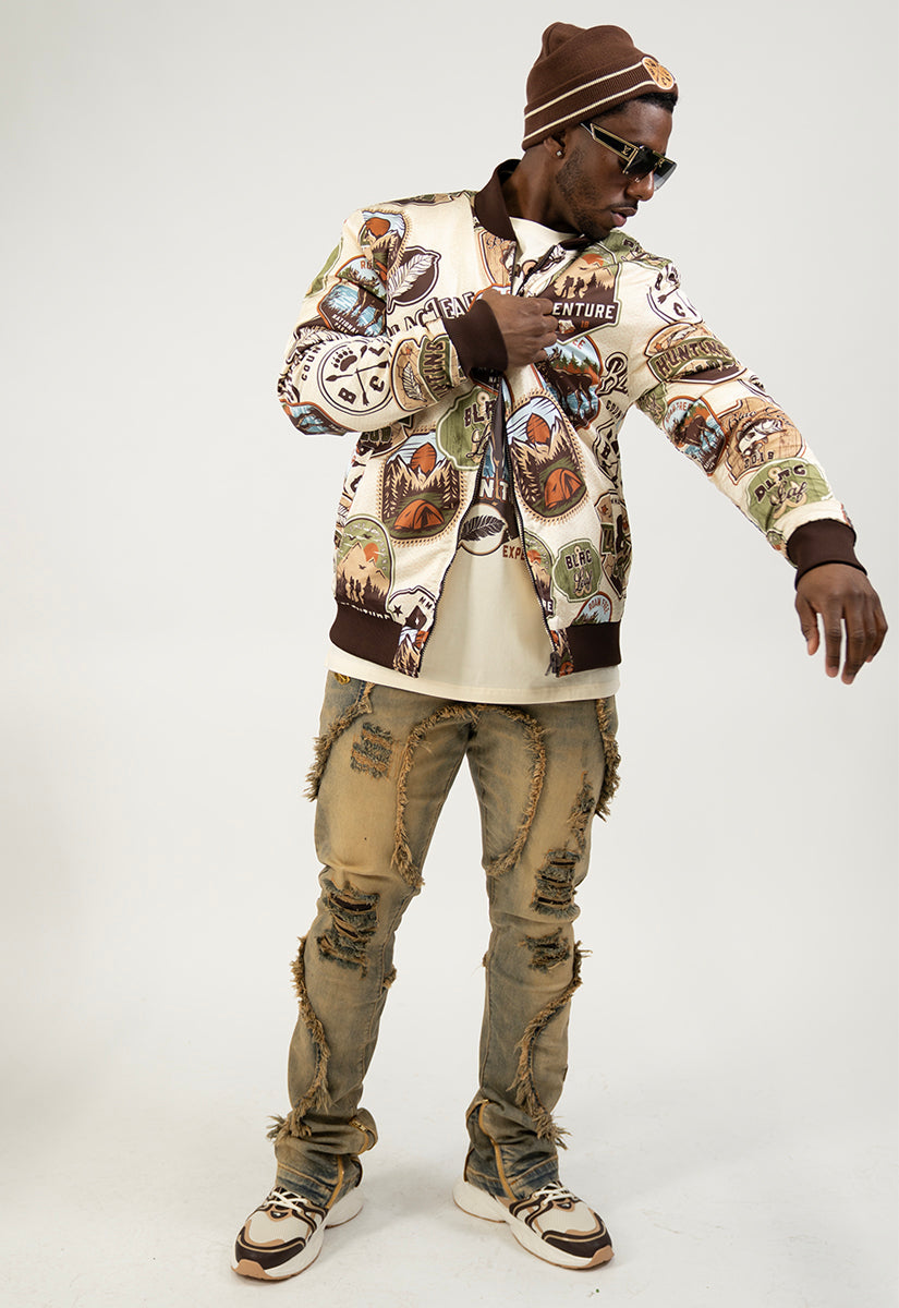 Hunting Club Reversible Bomber Jacket, Denim Jeans, Trucker Hat  and Sneakers Bundle